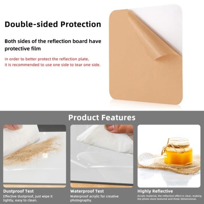 PULUZ 30 cm Fotografie-Acryl-reflektierende Display-Tisch-Hintergrundtafel, 29cm – Bild 3