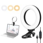 PULUZ 4,7 Zoll 12 cm Ring-Selfie-Licht 3 Modi USB dimmbar Dual-Color-Temperatur LED gebogene Vlogging-Fotografie-Videoleuchten mit Monitor-Clip-Halterung, 4.7 inch+Clip
