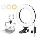 PULUZ 6,2 Zoll 16 cm Ring-Selfie-Licht 3 Modi USB dimmbar Dual-Color-Temperatur LED gebogene Vlogging-Fotografie-Videoleuchten mit Monitor-Clip-Halterung, 6.2 inch Light+Clip