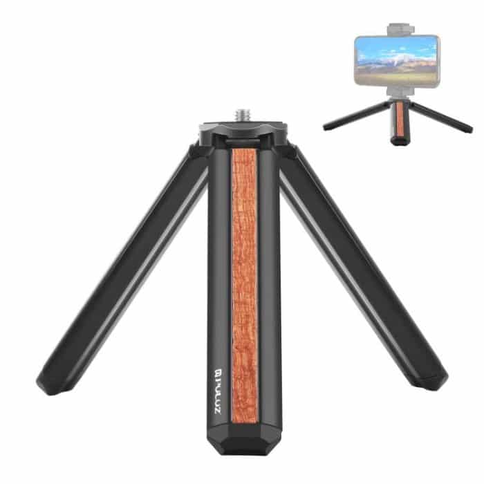PU620B.jpg PULUZ Intarsienholz-Desktop-Vlogging-Live-Stativhalter, Inlaid Wood Tripod – Bild 1