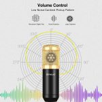 PULUZ Kondensatormikrofon Studio Broadcast Professionelle Gesangsmikrofon-Kits mit aufgehängtem Scherenarm & Metall-Stoßdämpferhalterung & USB-Soundkarte, Stromversorgung über 48 V, 48V Microphone Kits (Gold) – Bild 4