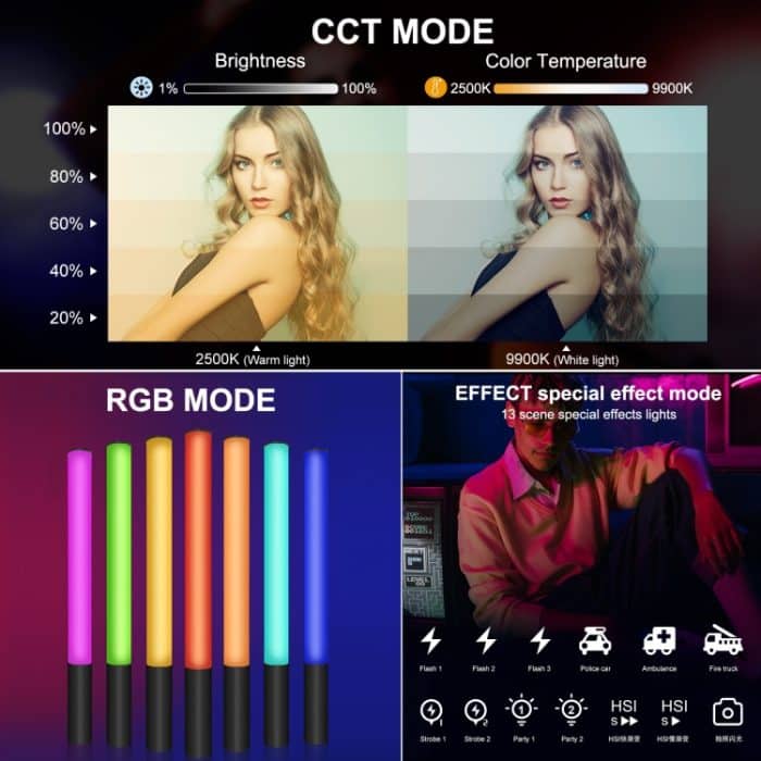 PULUZ Metallkörpertasche 2500-9000 K RGB-Vollfarb-Beauty-Fill-Licht-LED-Handlicht für Fotografie auf der Kamera – Bild 3