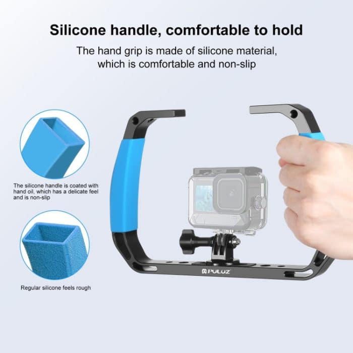 PULUZ Dual-Silikon-Griffe, Unterwasser-Tauchgerät aus Aluminiumlegierung für GoPro, andere Action-Kameras und Smartphones, For Action Cameras and Smartphones – Bild 7