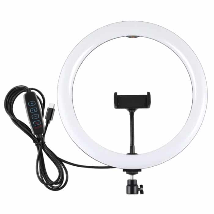PULUZ PD20W 11,8 Zoll 30 cm Typ C 3 Modi Dimmbar Zweifarbtemperatur LED Gebogener diffuser Lichtring Vlogging Selfie Fotografie Videoleuchten mit Telefonklemme, Type-C – Bild 2