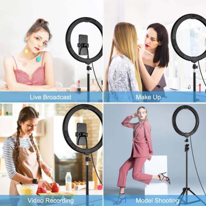 PULUZ PD20W 11,8 Zoll 30 cm Typ C 3 Modi Dimmbar Zweifarbtemperatur LED Gebogener diffuser Lichtring Vlogging Selfie Fotografie Videoleuchten mit Telefonklemme, Type-C – Bild 9