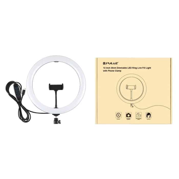 PULUZ PD20W 11,8 Zoll 30 cm Typ C 3 Modi Dimmbar Zweifarbtemperatur LED Gebogener diffuser Lichtring Vlogging Selfie Fotografie Videoleuchten mit Telefonklemme, Type-C – Bild 10