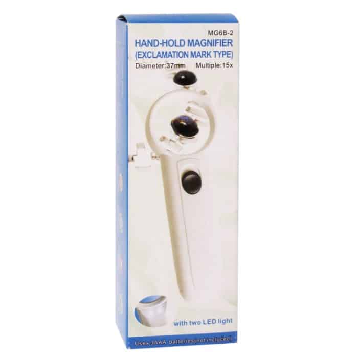 15X Handheld Exclamation Mark Type Lupe mit 2 LED – Bild 6