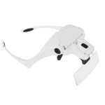 5 Linsen 1,0X-3,5X Lupenbrillenhalterung Stirnbandlupe mit 2 LED-Leuchten Augenvergrößerungsbrille Vergrößerungswerkzeug, 5 Lens 1.0X-3.5X (White) – Bild 3