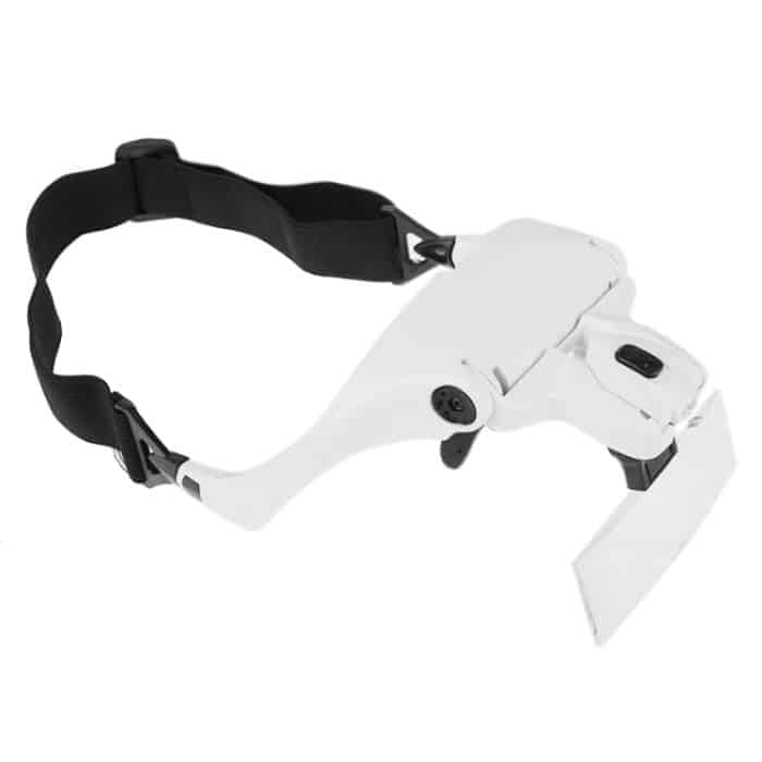 5 Linsen 1,0X-3,5X Lupenbrillenhalterung Stirnbandlupe mit 2 LED-Leuchten Augenvergrößerungsbrille Vergrößerungswerkzeug, 5 Lens 1.0X-3.5X (White) – Bild 4