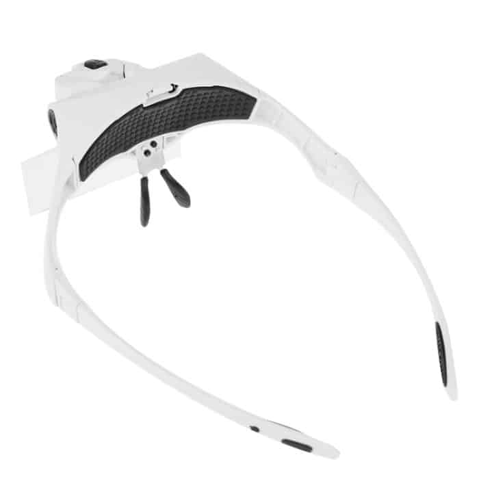 5 Linsen 1,0X-3,5X Lupenbrillenhalterung Stirnbandlupe mit 2 LED-Leuchten Augenvergrößerungsbrille Vergrößerungswerkzeug, 5 Lens 1.0X-3.5X (White) – Bild 5