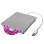 USB 2.0-tragbarer optischer DVD-RW-Treiber mit Steckplatz, Plug & Play (Silber)