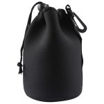 Neopren SLR Kameraobjektiv Tragetasche Tasche Tasche mit Karabinerhaken, Größe: 10x18cm (Schwarz) – Bild 2