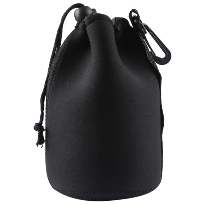 Neopren SLR Kameraobjektiv Tragetasche Tasche Tasche mit Karabinerhaken, Größe: 10x18cm (Schwarz) – Bild 2
