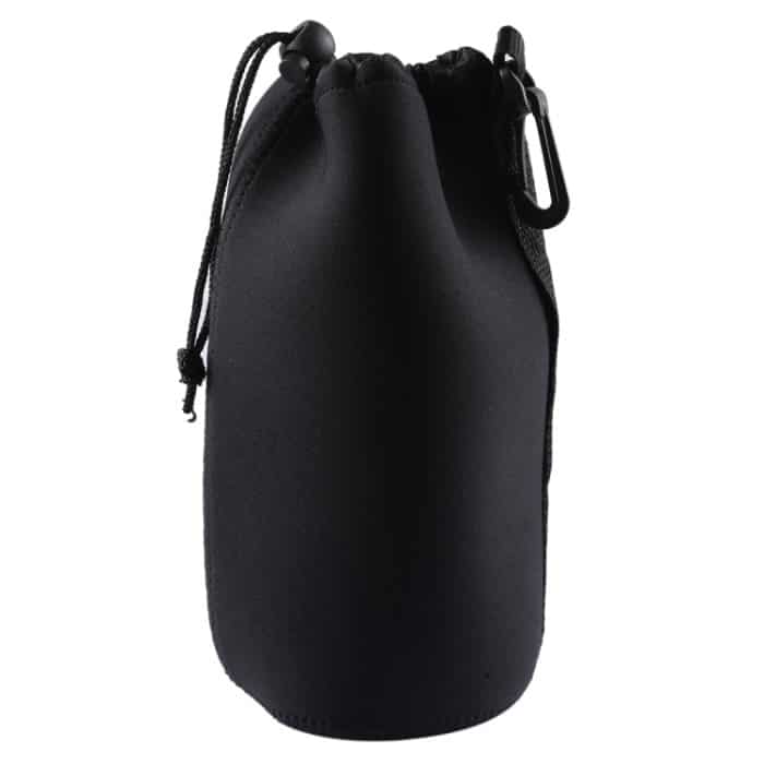 Neopren SLR Kameraobjektiv Tragetasche Tasche Tasche mit Karabinerhaken, Größe: 10x22cm (Schwarz) – Bild 2
