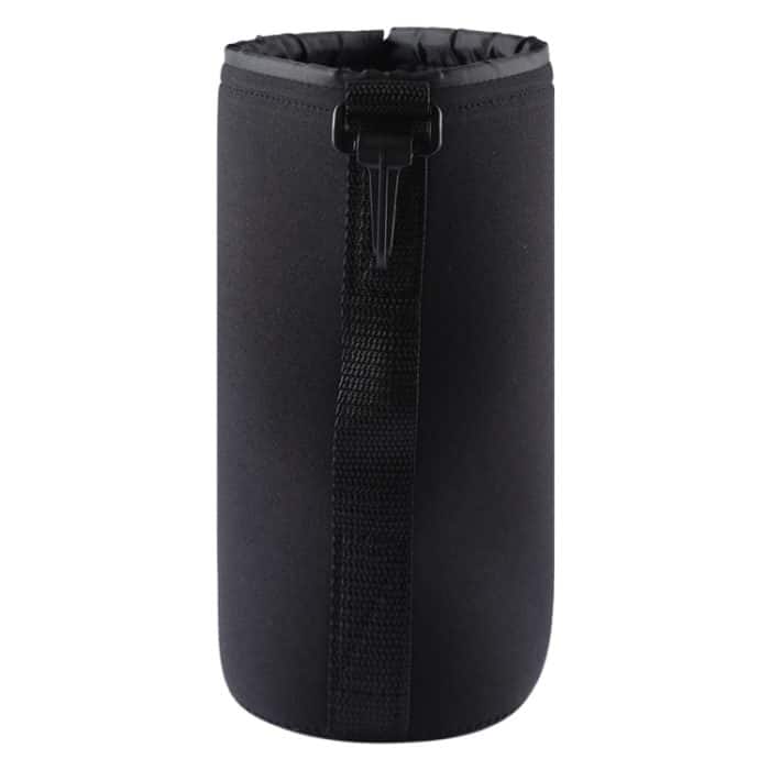 Neopren SLR Kameraobjektiv Tragetasche Tasche Tasche mit Karabinerhaken, Größe: 10x22cm (Schwarz) – Bild 3