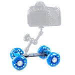 DEBO First Generation Kamera Truck / Bodentisch Video Slider Track Dolly Car für DSLR Kamera / Camcorder (Blau)