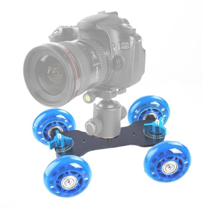 DEBO First Generation Kamera Truck / Bodentisch Video Slider Track Dolly Car für DSLR Kamera / Camcorder (Blau) – Bild 6
