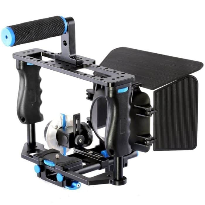 YELANGU YLG1103A-B Käfigstabilisator mit großem Griff für Videokameras + Matte Box Kit für DSLR-Kamera / Videokamera – Bild 6