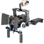 YELANGU YLG1103A-A Doppelgriff-Kamera-Schulterhalterung + Kamerakäfig-Stabilisator-Kit mit Matte Box für DSLR-Kamera / Videokamera