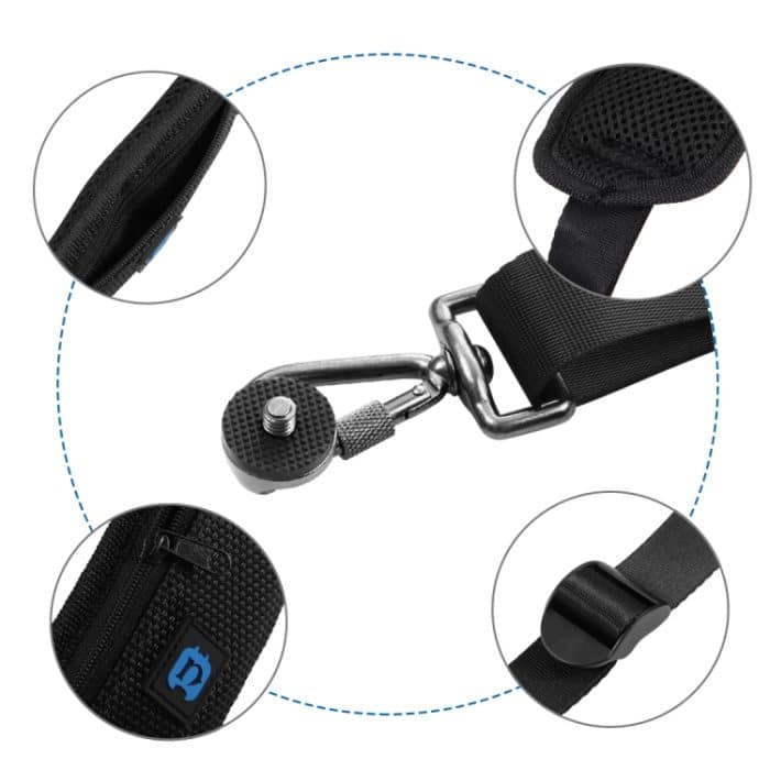 Anti-Rutsch-Softpad-Nylon-Einschulter-Kameragurt mit Metallhaken für Spiegelreflex- / DSLR-Kameras (schwarz) – Bild 5