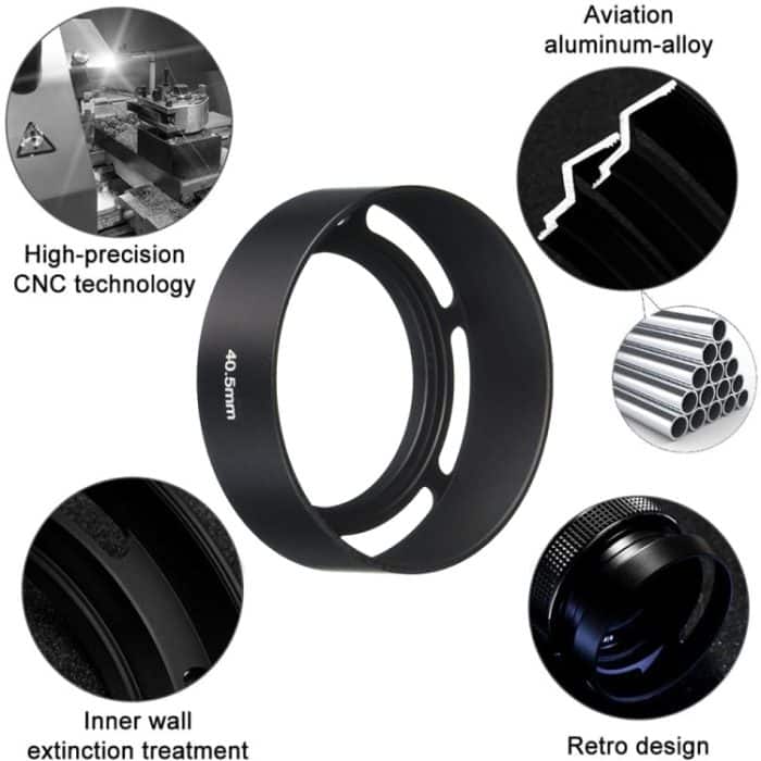 40,5 mm Metall belüftete Gegenlichtblende für Leica (Schwarz) – Bild 4