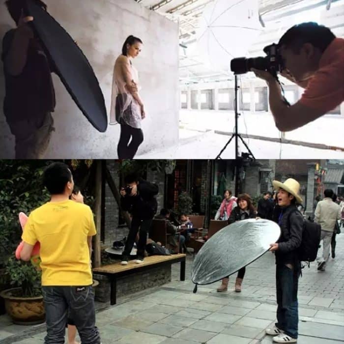 2 in 1 (Gold / Silber) Faltreflektorplatte (110 cm) – Bild 5