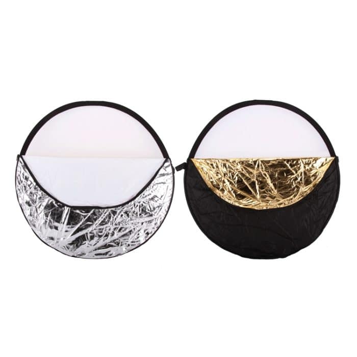 5 in 1 (silber / transluzent / gold / weiß / schwarz) Faltreflektorplatte (80 cm) – Bild 3