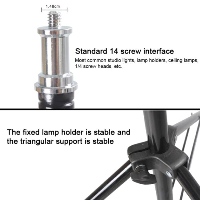 68cm-200cm Höhe Professionelle Fotografie Aluminium-Beleuchtungsständer für Studio-Blitzlicht (Schwarz) – Bild 4
