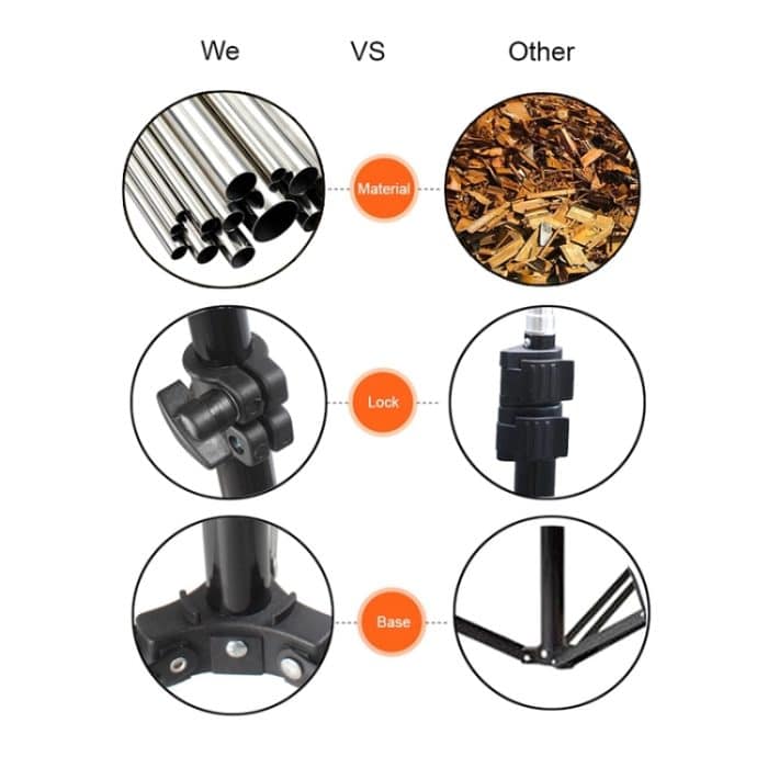 68cm-200cm Höhe Professionelle Fotografie Aluminium-Beleuchtungsständer für Studio-Blitzlicht (Schwarz) – Bild 9