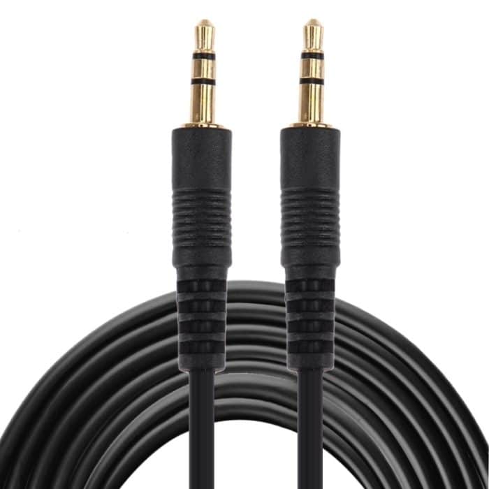 Aux-Kabel, 3,5-mm-Mini-Stecker-Stereo-Audiokabel, Länge: 5 m (schwarz + vergoldeter Anschluss) – Bild 2