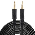 Aux-Kabel, 3,5-mm-Mini-Stecker-Stereo-Audiokabel, Länge: 10 m (schwarz + vergoldeter Anschluss)