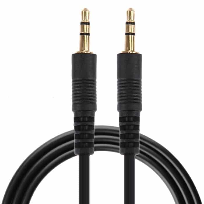 1 m 3,5 mm Stecker auf 3,5 mm Stecker Stereo-Audio-Aux-Kabel (schwarz + vergoldeter Anschluss) – Bild 2