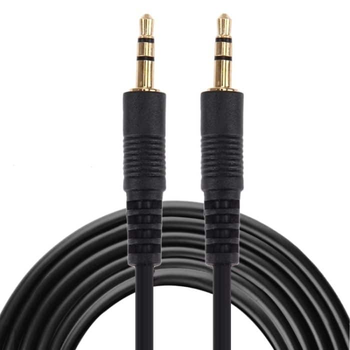 Aux-Kabel, 3,5-mm-Mini-Stecker-Stereo-Audiokabel, Länge: 3 m (schwarz + vergoldeter Anschluss) – Bild 1