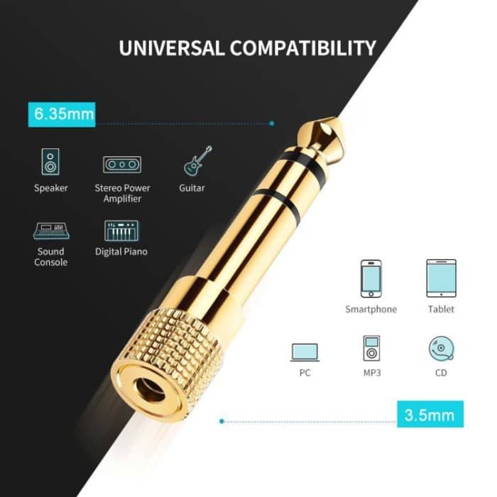 Vergoldeter 6,35 mm Stecker auf 3,5 mm Stereo-Buchsenadapter Sockeladapter – Bild 5