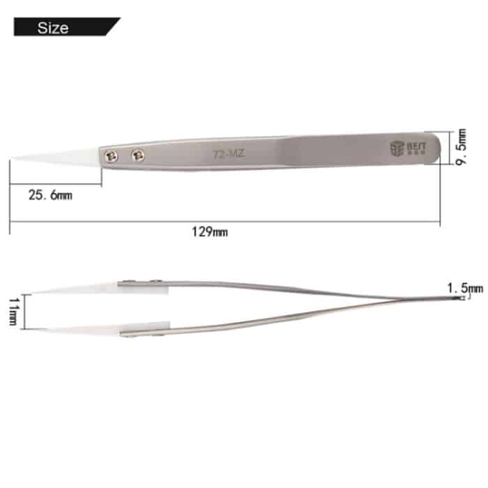 BEST BST-72-MZ 302 Edelstahl Hochtemperaturbeständige Keramikspitzenpinzette – Bild 3