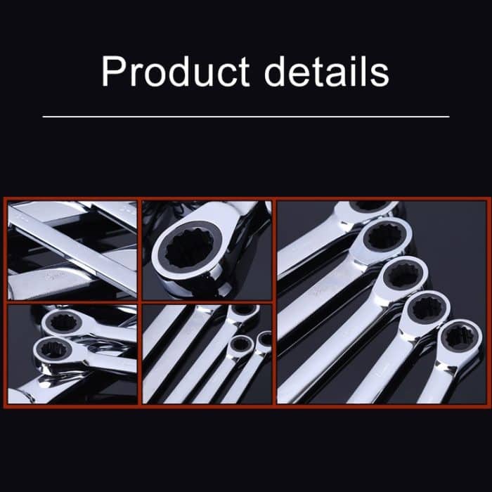 12-14 mm professioneller Doppelkopf-Ratschenschlüssel, Länge: 16,6 cm (Silber) – Bild 3