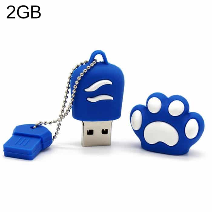 S-FD-01553.jpg 2 GB Bear's Paw Shaped Silikon USB 2.0 Flash Disk mit Anti Dust Cup (blau) – Bild 1