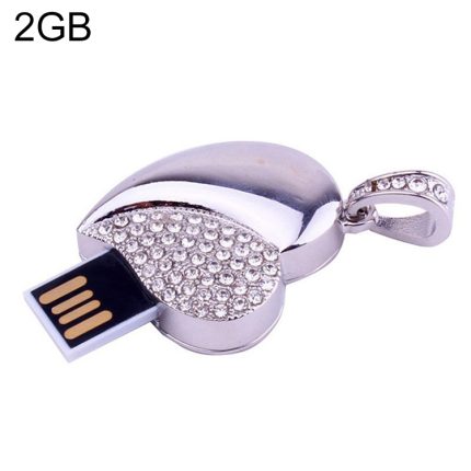 Silberner herzförmiger Diamant-Schmuck-USB-Flash-Disk, speziell für Valentinstagsgeschenke, 2GB, 4GB, 8GB, 16GB, 32GB