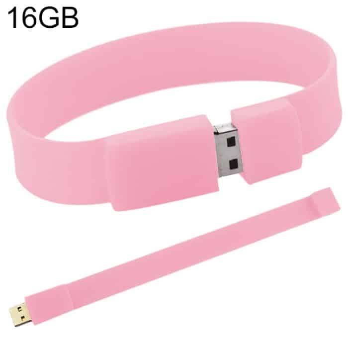 16 GB Silicon Bracelets USB 2.0 Flash Disk (Pink) – Bild 1