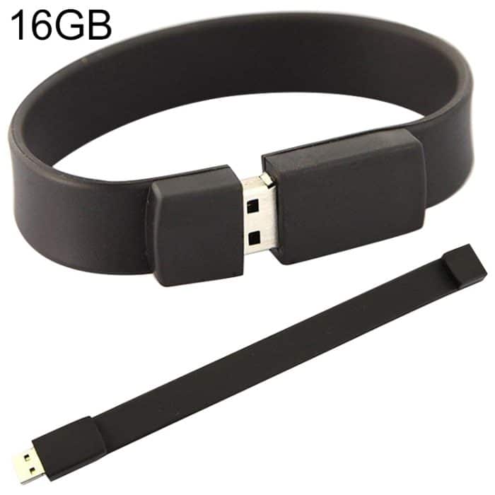16 GB Silicon Bracelets USB 2.0 Flash Disk (schwarz) – Bild 1
