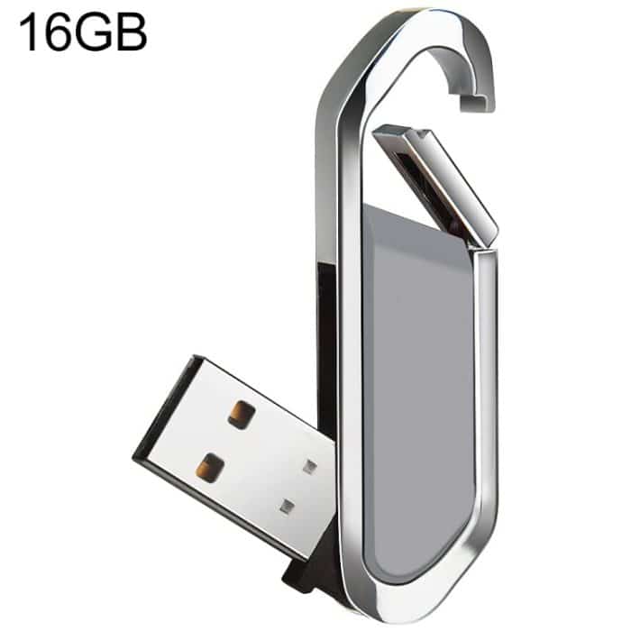16 GB USB 2.0-Flash-Disk im metallischen Schlüsselanhänger-Stil (grau) – Bild 1