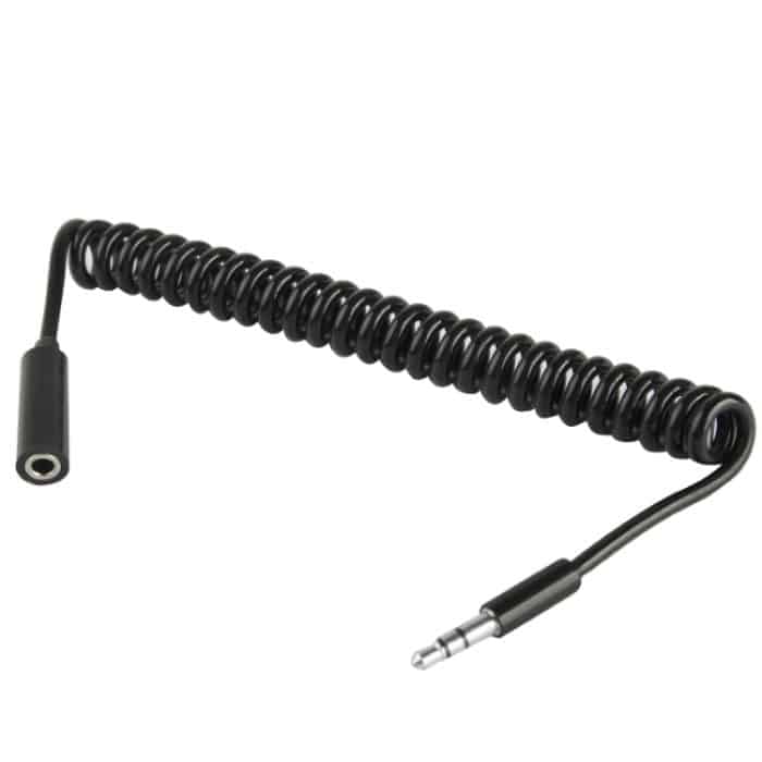 Frühlingswickel 3,5 mm männlich bis weibliches Aux -Kabel, kompatibel mit Telefonen, Tabletten, Kopfhörern, MP3 -Player, Auto-/Heimstereo und mehr, Länge: 20 cm bis 80 cm (schwarz) – Bild 1