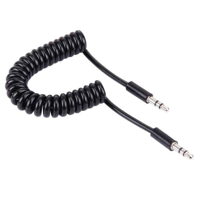 3,5-mm-Aux-Kabel mit Federspirale, kompatibel mit Telefonen, Tablets, Kopfhörern, MP3-Playern, Auto-/Heimstereoanlagen und mehr, Länge: 15 cm – 170 cm – Bild 2