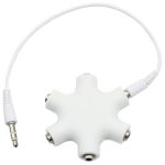 6 Anschlüsse Audio -Splitter -Kopfhöreranschluss mit 3,5 -mm -Audiokabel, kompatibel mit Telefonen, Tablets, Kopfhörern, MP3 -Player, Auto-/Heimstereo und mehr (weiß)