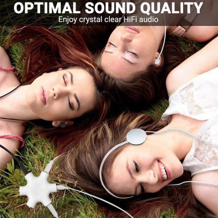 6 Anschlüsse Audio -Splitter -Kopfhöreranschluss mit 3,5 -mm -Audiokabel, kompatibel mit Telefonen, Tablets, Kopfhörern, MP3 -Player, Auto-/Heimstereo und mehr (weiß) – Bild 7