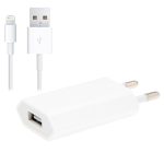 2 in 1 5V 1A EU Stecker Reiseladeadapter mit 1m 8-Pin Kabel für iPhone(Weiß)