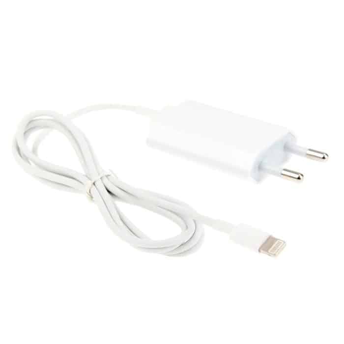 2 in 1 5V 1A EU Stecker Reiseladeadapter mit 1m 8-Pin Kabel für iPhone(Weiß) – Bild 2