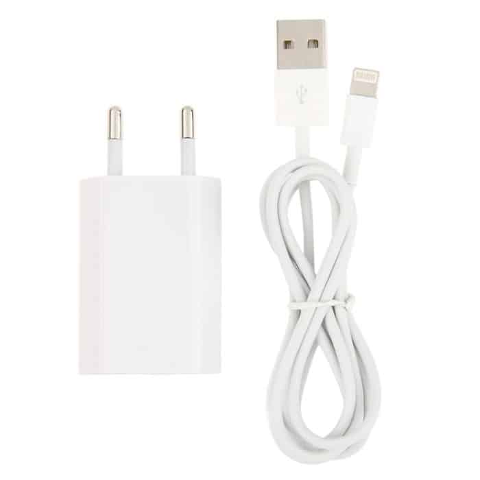 2 in 1 5V 1A EU Stecker Reiseladeadapter mit 1m 8-Pin Kabel für iPhone(Weiß) – Bild 3