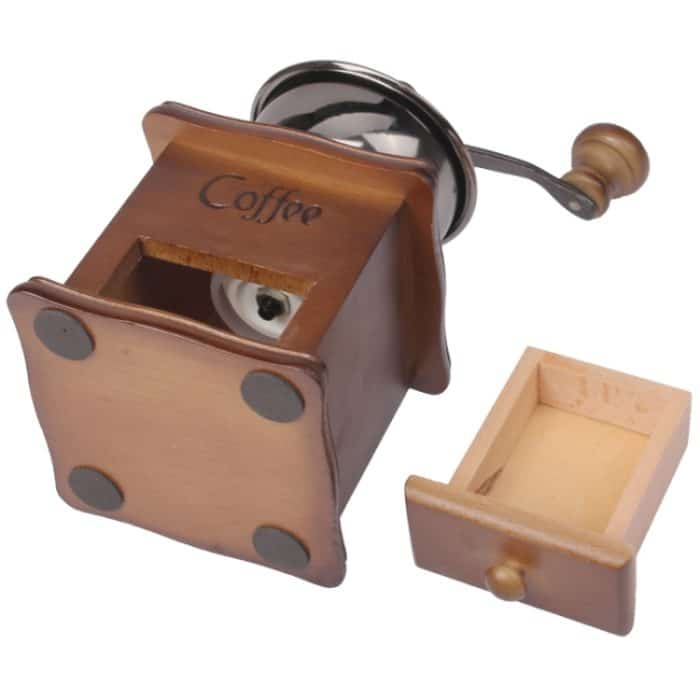 Manuelle Kaffeemühle Holzständer Schüssel Antike Hand Kaffeebohnenmühle – Bild 4
