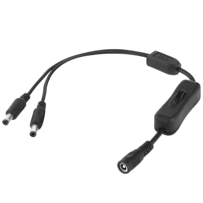 5,5 x 2,1 mm Buchse an 2x Stecker Gleichstromkabelstecker mit Schalter für LED-Streifen, Länge: 30 cm (schwarz) – Bild 2